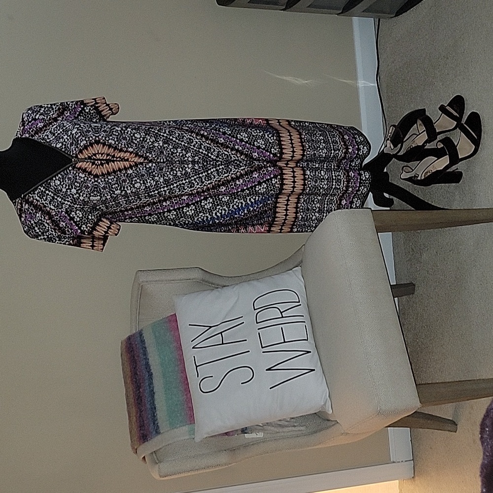 Mid-length print dress perfect for business or dress down for a casual night out